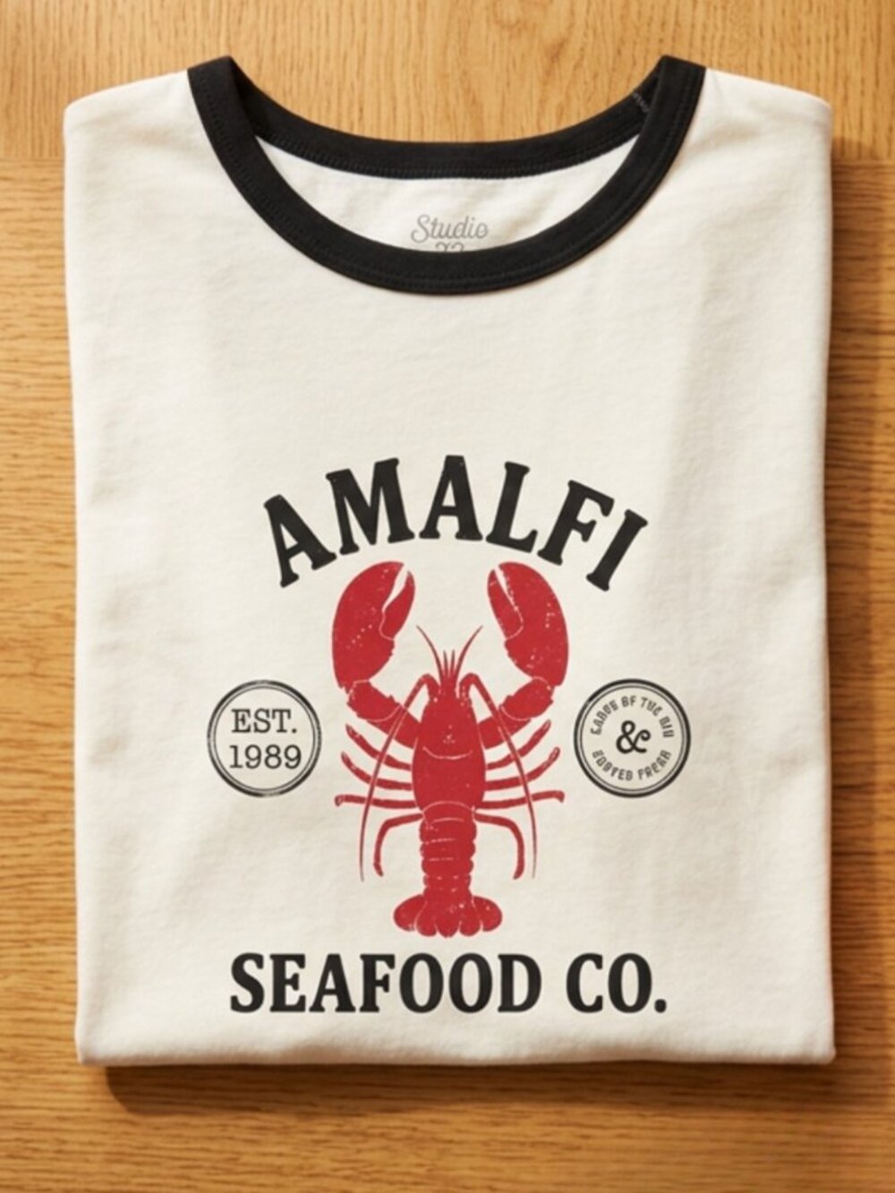 Studio 33 Women’s Amalfi Lobster Graphic Ringer T-Shirt Ivory S-XL